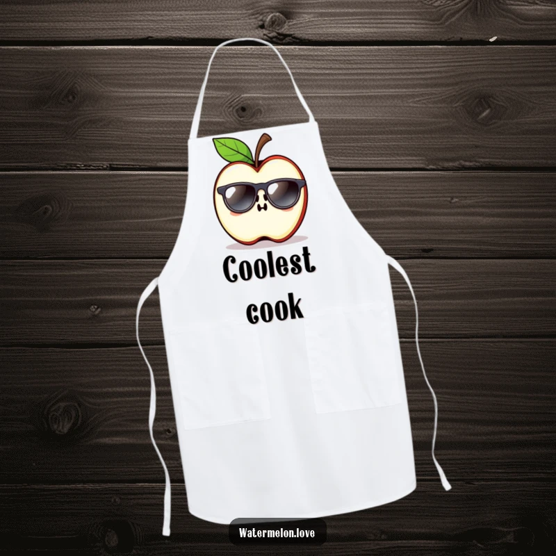 Funny Apple Slice Apron with sunglasses, perfect for a humorous and cool cooking experience.