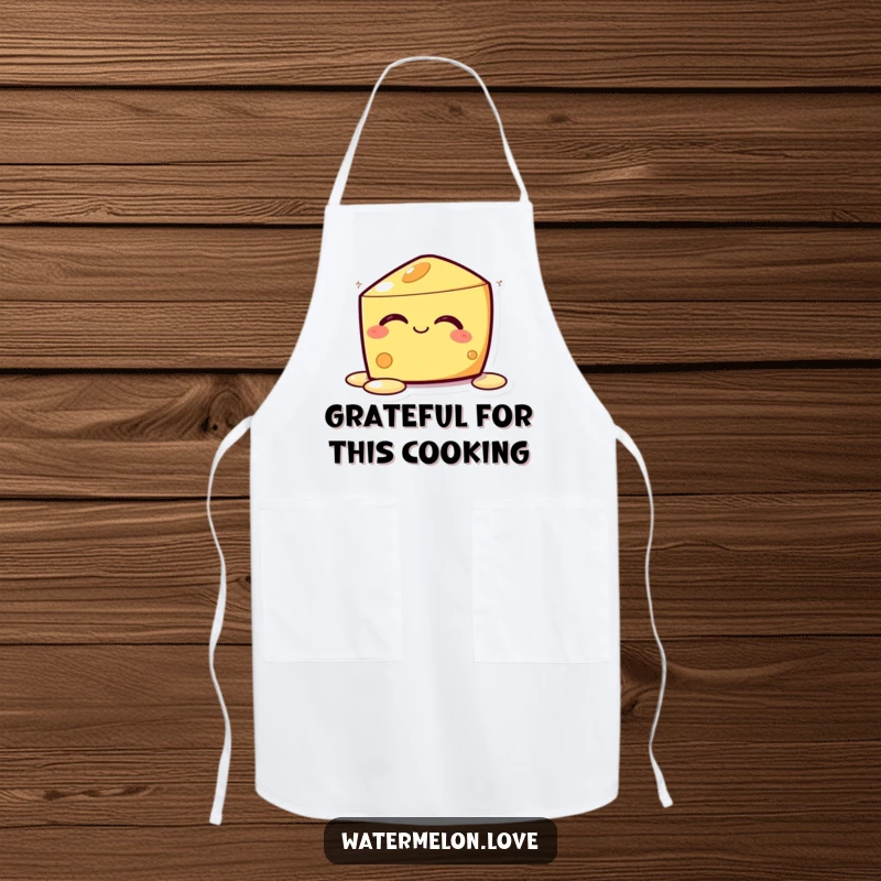 Funny Kawaii Melting Cheese Apron: A blissfully melting cheese character ready to add fun and personality to your cooking experience.