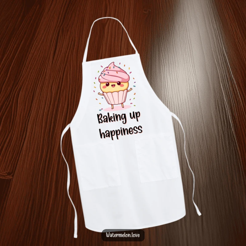 Funny Apron: Cupcake spinning with sprinkles, kitchen accessory for bakers, a humorous funny gift.
