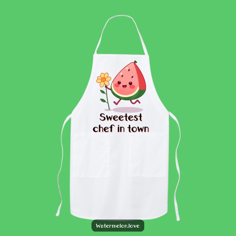 Funny Kawaii Watermelon Apron: Happy Chef Fruit, Whimsical Kitchen Gift for Cooks