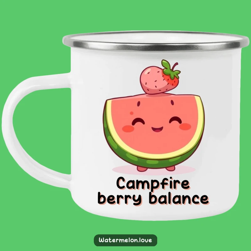 Happy Watermelon & Berry Balancing Camping Mug - Outdoor Friendship Gift - Funny