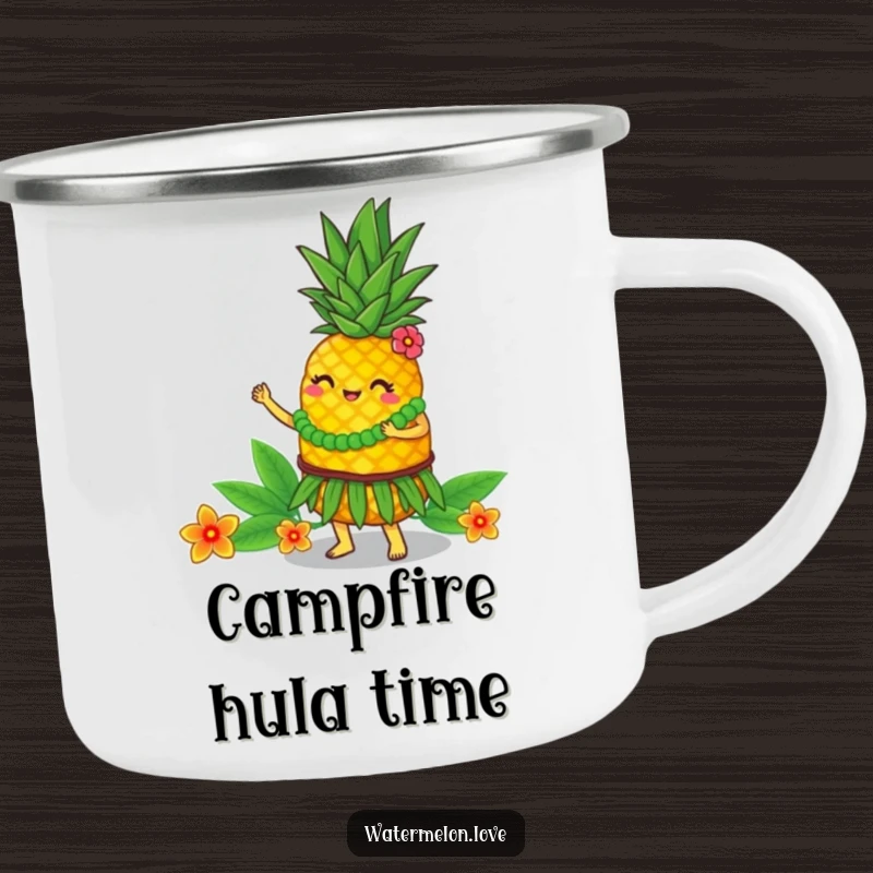 Funny Camping Mug: Pineapple dancer, tropical design for outdoor enthusiasts, a durable funny gift.