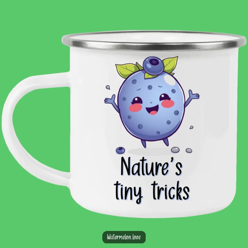 Funny Blueberry Juggling Camping Mug - Sip with Sweet Cheer!