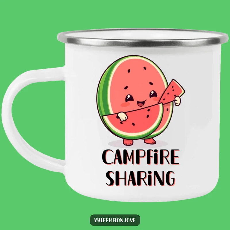 Funny Friendship Watermelon Camping Mug: Outdoor Fun with Hilarious Fruit Sharing