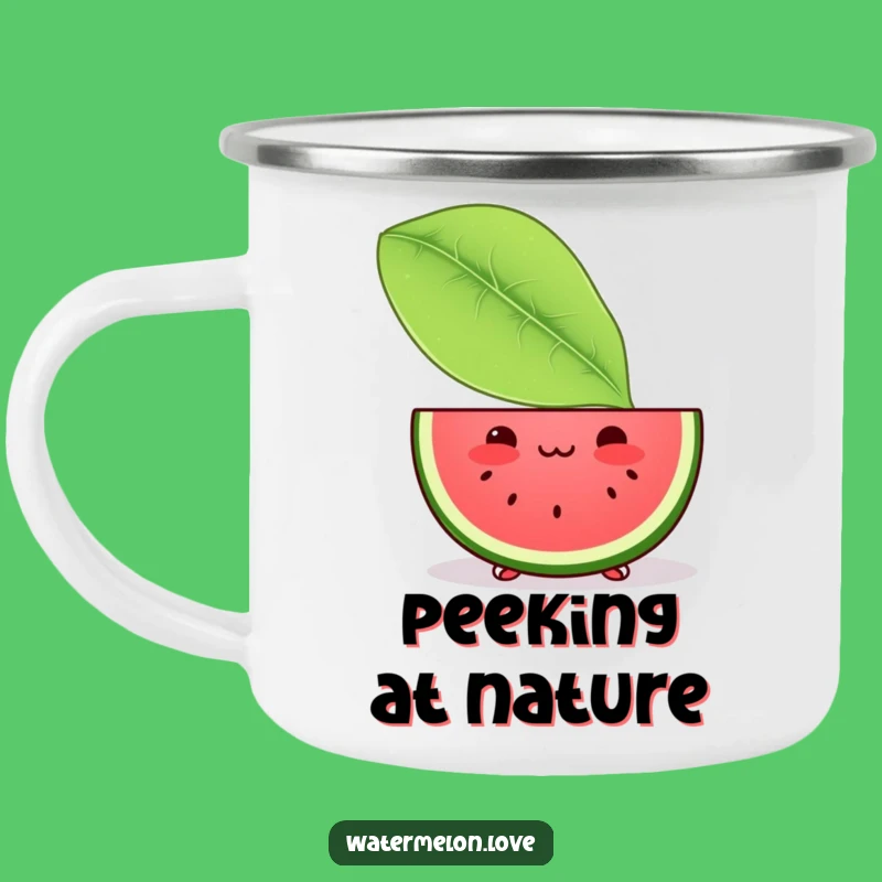 Funny Outdoor Kawaii Watermelon Slice Camping Mug: Shy Sips
