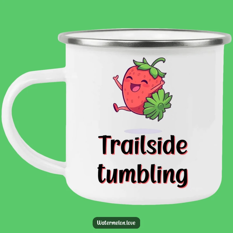 Funny Strawberry Cartwheel Giggling Camping Mug: Adventure Fuel with Playful Vibes
