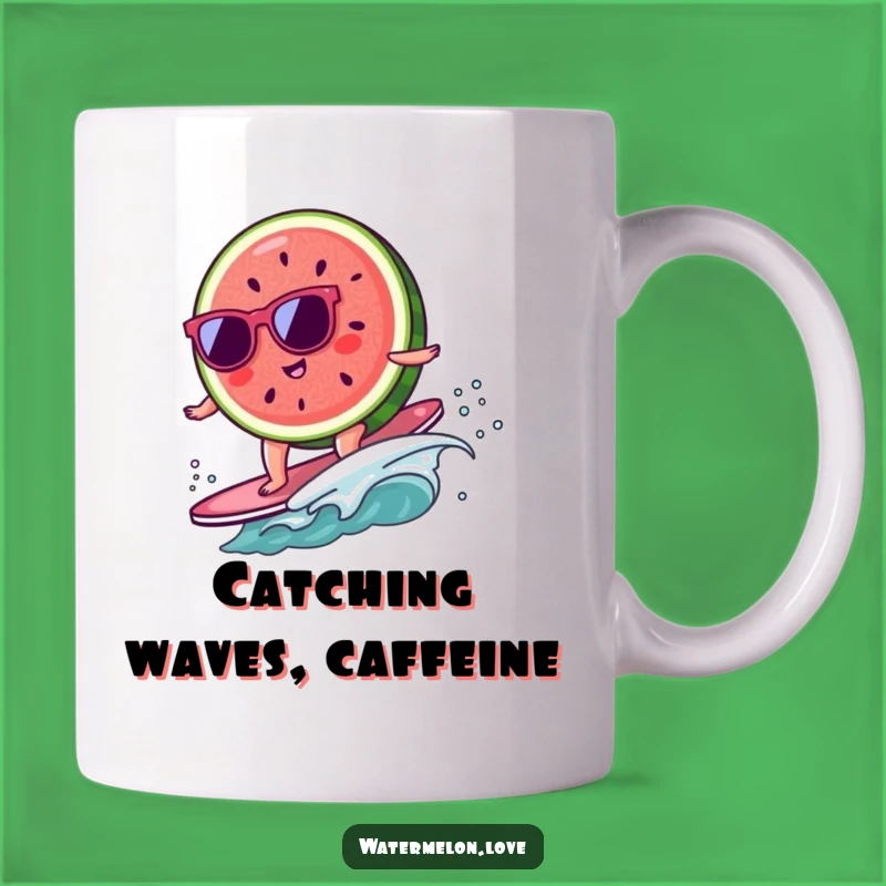 Funny Kawaii Watermelon Mug: Surfing Fruit Coolness, Perfect Funny Gift