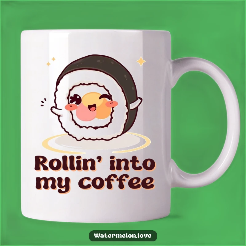 Funny Kawaii Sushi Roll Wink Mug: A Hilarious Gift for Sushi Lovers