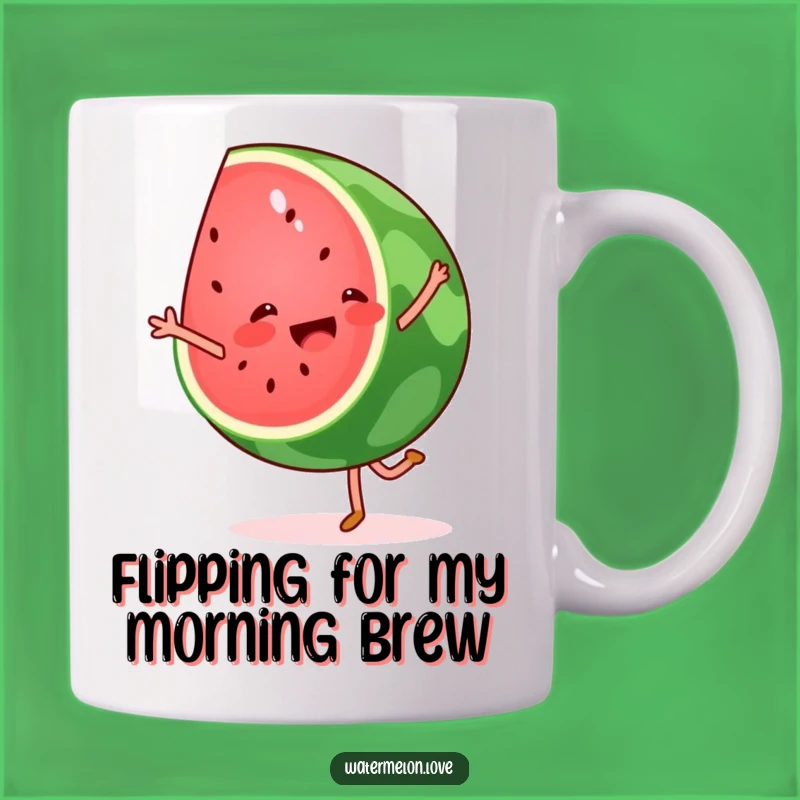 Funny Watermelon Cartwheel Mug: Hilarious Fruit Art Gift for Friends