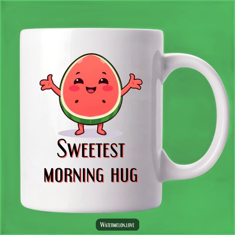 Funny Kawaii Watermelon Hug Mug - Cheerful Wedge Gift for Warm Feelings