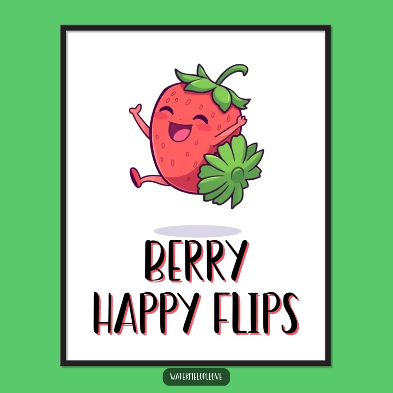 Funny Strawberry Cartwheel Giggling Digital Art: Instant Playful Decor
