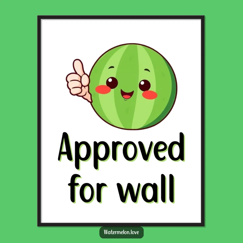 Funny Happy Watermelon Digital Art: Thumbs-Up Instant Positivity Print