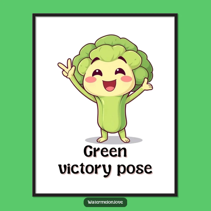 Funny Victory Broccoli Digital Print: Healthy Champion Art, Instant Hilarious Gift!