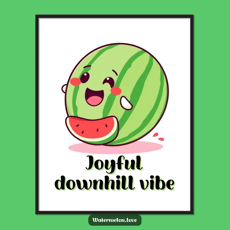 Gleeful Watermelon Roll Digital Art - High-Res Funny Downhill Fruit Download