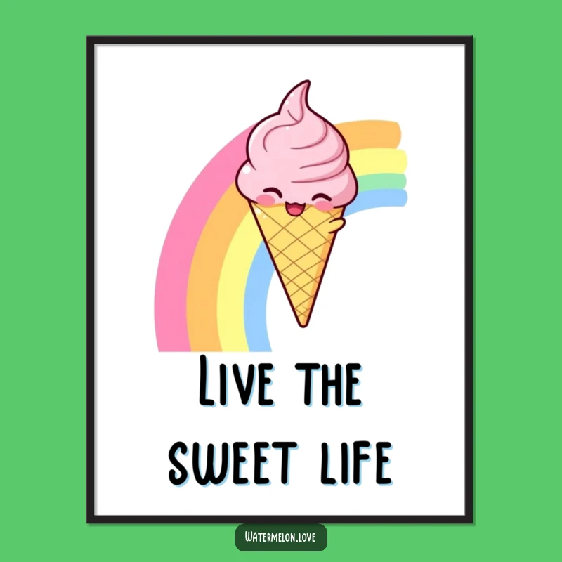 Funny Ice Cream Rainbow Digital Art: Instant Sweet Decor