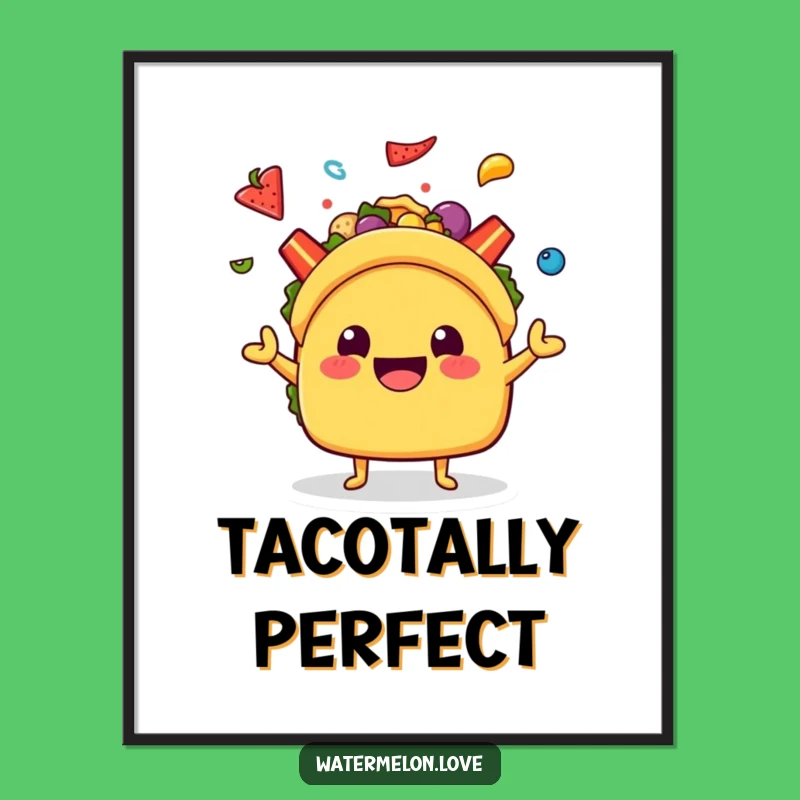 Funny Kawaii Taco Juggling Digital Art: Instant Fiesta for Your Walls