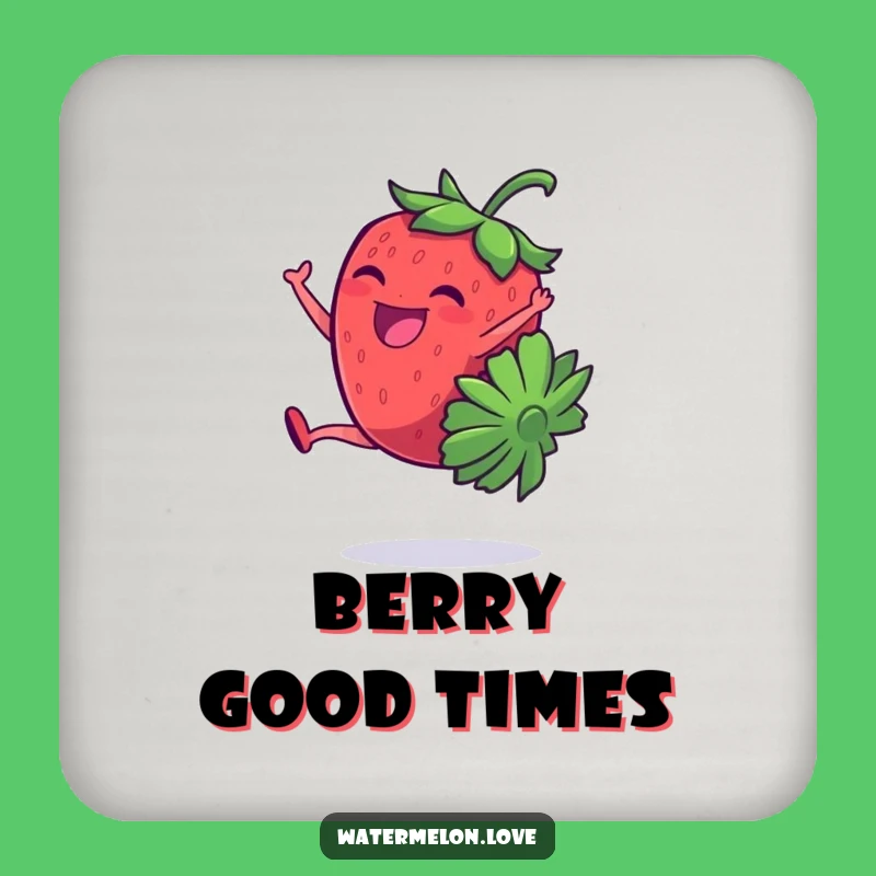 Funny Strawberry Cartwheel Giggling Coaster: Protect Surfaces with Playful Style