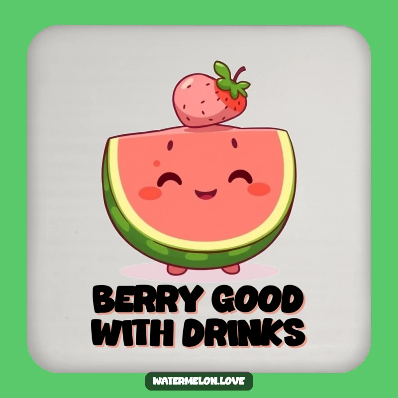 Happy Watermelon & Berry Balancing Drink Coaster - Sweet Fruit Protection - Funny
