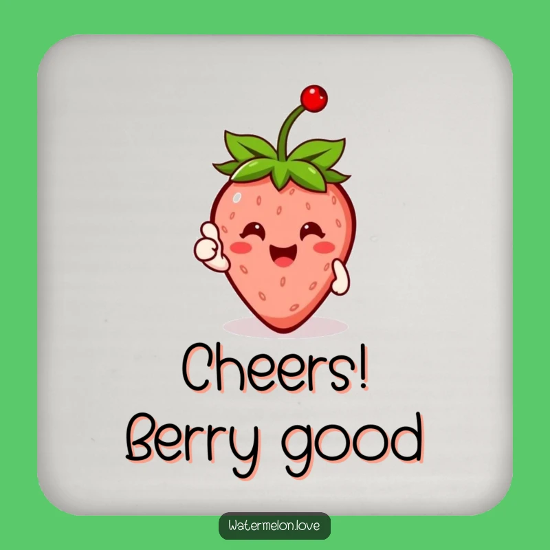 Funny Strawberry Thumbs Up Coaster - Protect Your Surfaces with Joy!