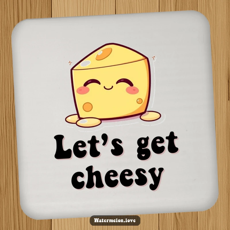 Funny Kawaii Melting Cheese Coaster: A blissfully melting cheese character ready to protect your surfaces with charm and humor.