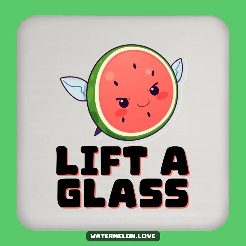Funny Kawaii Watermelon Flying Attempt Coaster: Ambitious Protection, Humorous Gift