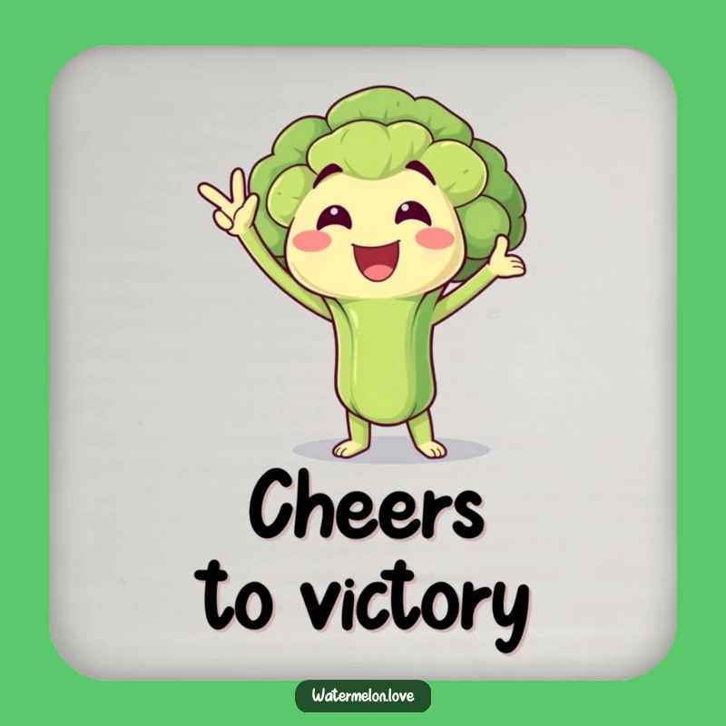 Funny Victory Broccoli Coasters: Healthy Champ Set, Party Hilarious Gift!