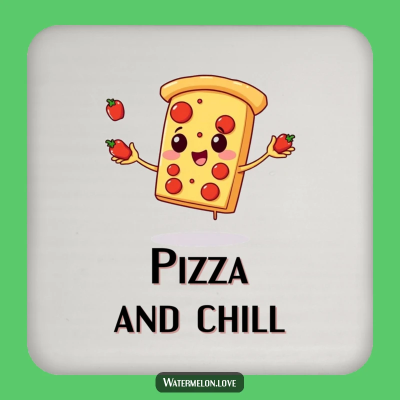 Funny Pizza Coaster: Juggling Protection, Chic Funny Gift for Tables