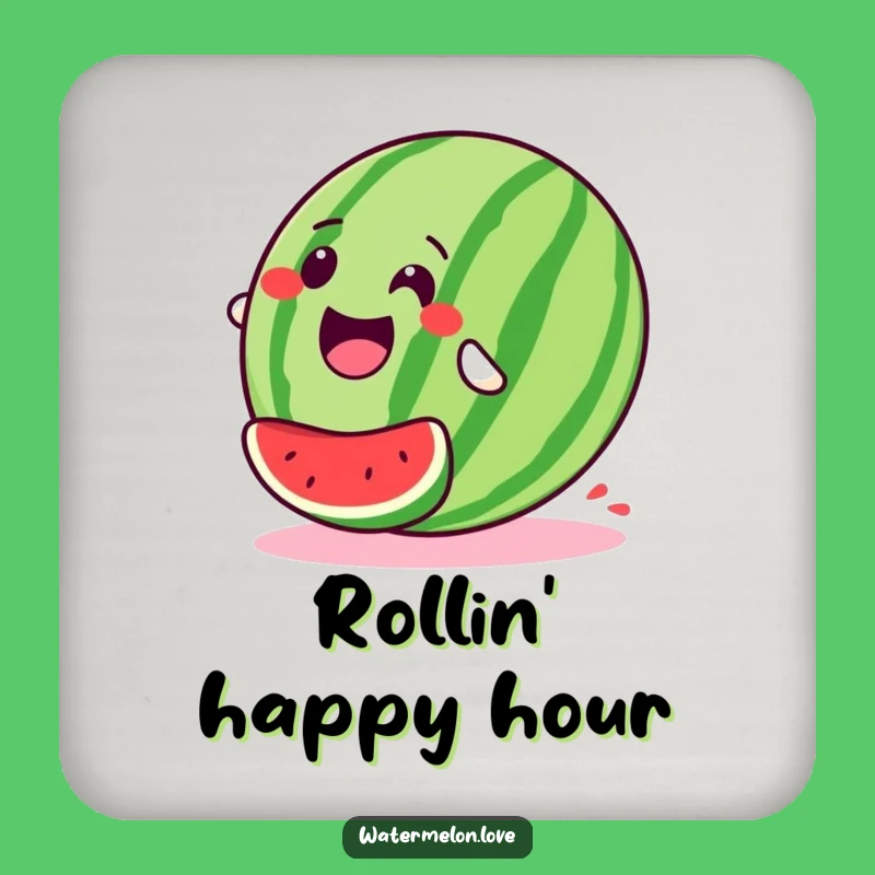 Gleeful Watermelon Roll Drink Coaster - Protect Surfaces with This Funny Fruit