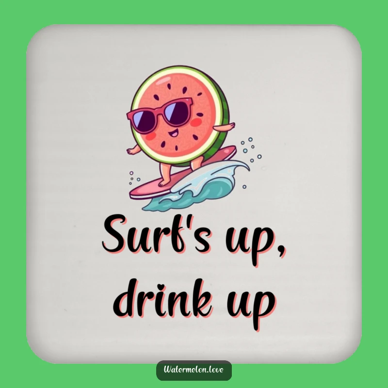 Funny Kawaii Watermelon Coasters: Hilarious Surfing Fruit Protection, Perfect Funny Gift