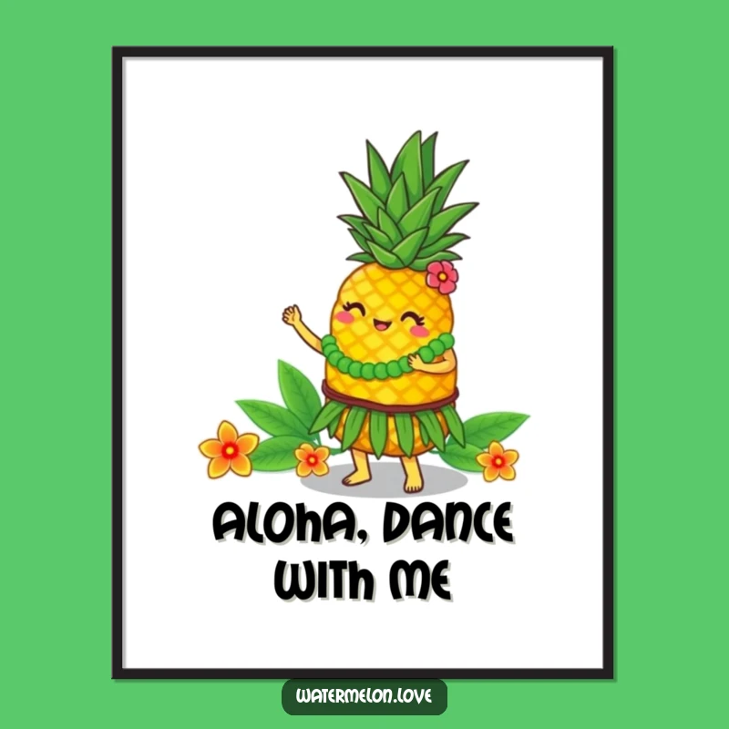 Funny Hula Pineapple Poster: Tropical Dancer Art, Wall Decor Hilarious Gift!