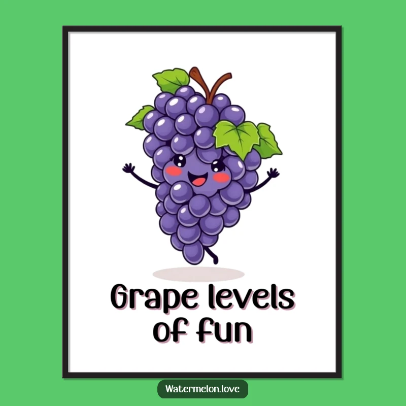 Funny Grape Cartwheel Poster: Whimsical Fruit Art Funny Gift