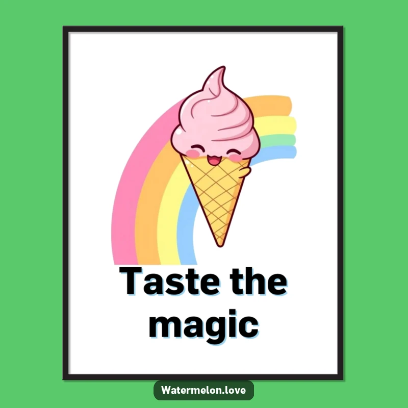 Funny Ice Cream Rainbow Poster: Whimsical Wall Art for Joyful Spaces