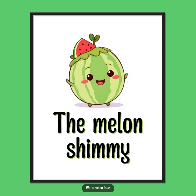 Funny Kawaii Watermelon Shimmy Poster - Grinning Crown Art Print Gift