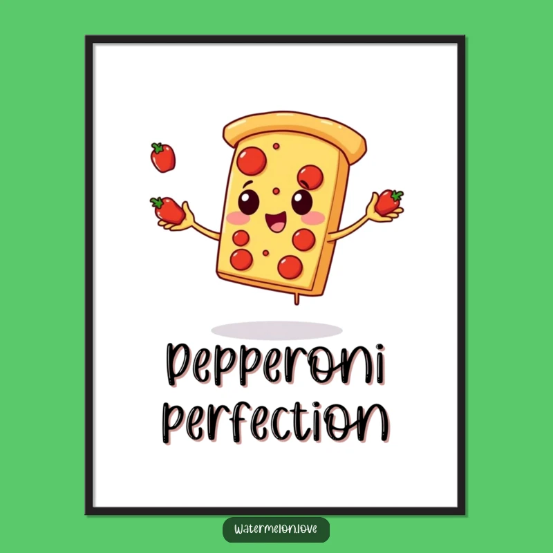 Funny Pizza Poster: Juggling Toppings, Vibrant Funny Gift for Kitchen Decor