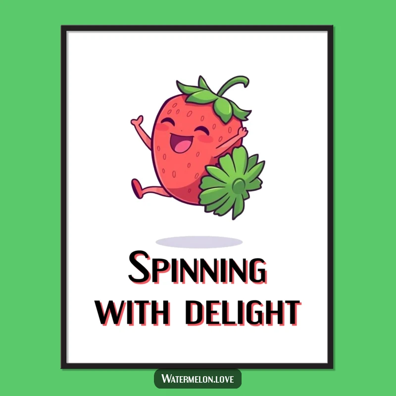 Funny Strawberry Cartwheel Giggling Poster: Hilarious Wall Art for Fun