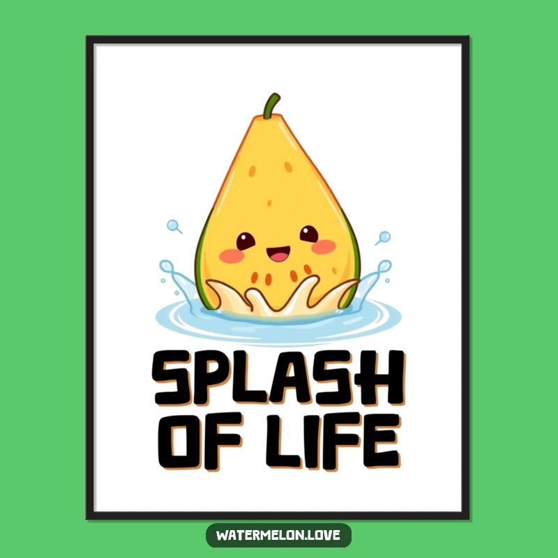 Funny Melon Splash Poster - Whimsical Wall Art for Refreshing Decor