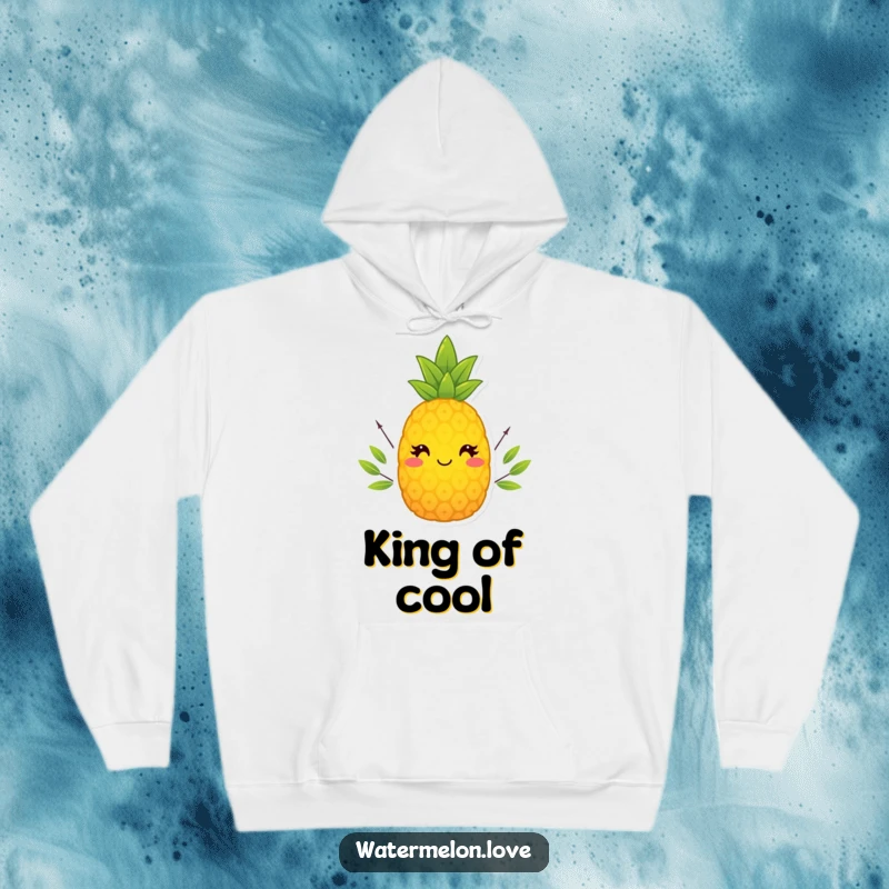 Funny Pineapple Hoodie with a tiny leafy crown, offering cozy comfort and a touch of regal humor.