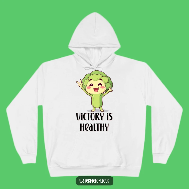 Funny Victory Broccoli Hoodie: Cozy Healthy Champion, Warm Hilarious Gift!