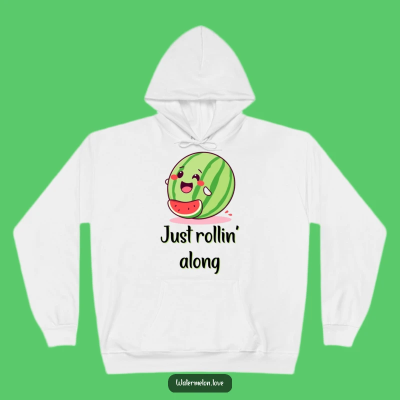 Gleeful Watermelon Roll Hoodie - Cozy & Funny Downhill Fruit Sweatshirt Gift