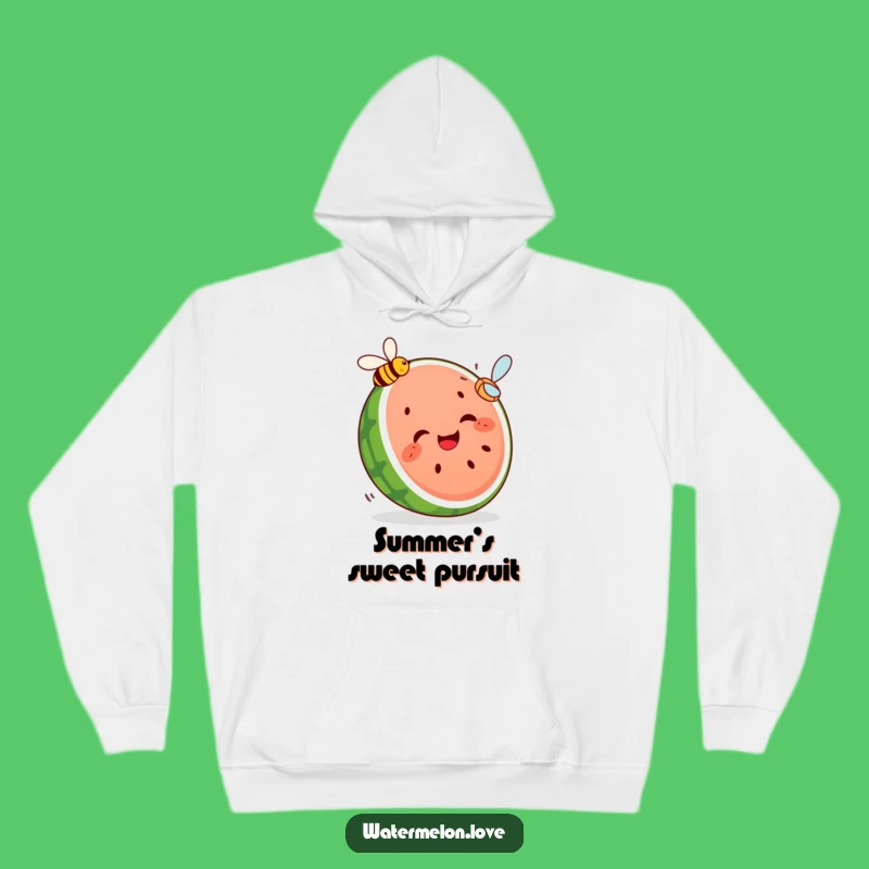 Funny Watermelon Hoodie - Giggling Slice Pursues Bee