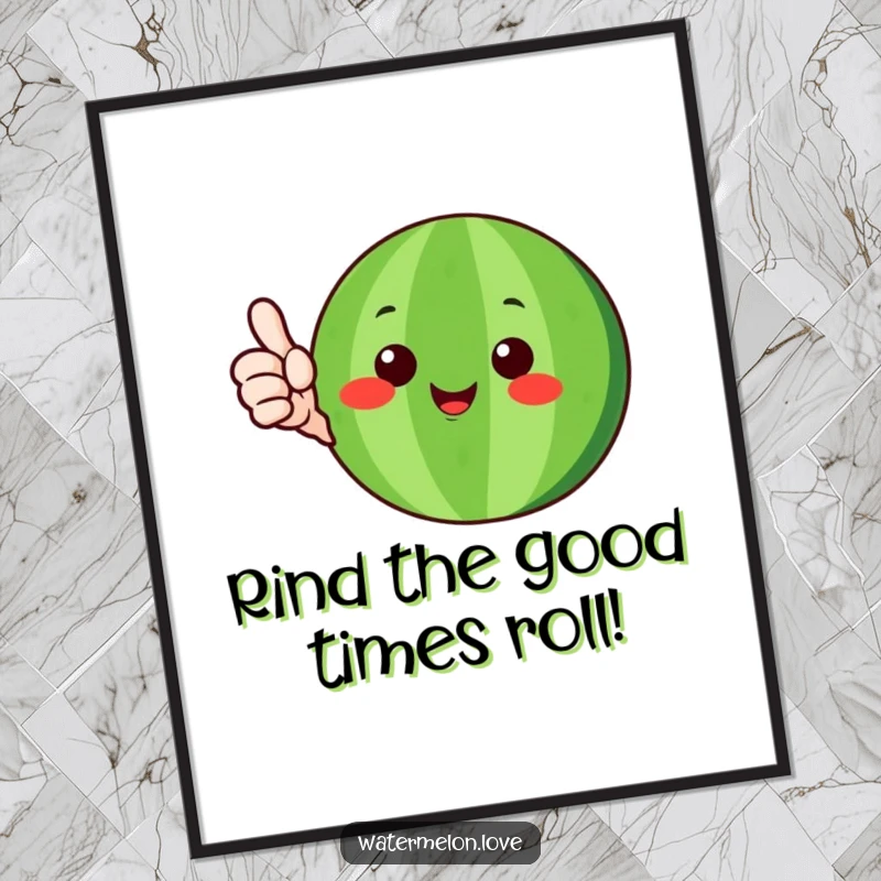 Funny free printable wall art of a happy watermelon character giving a thumbs-up, radiating positivity and good cheer.
