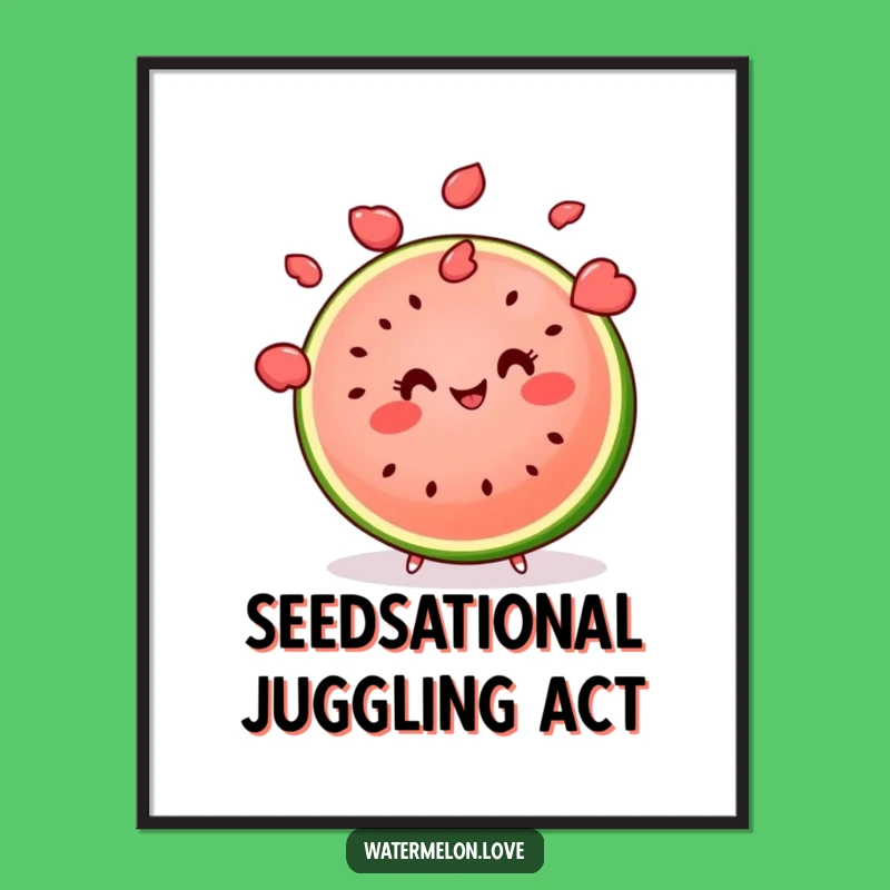 Funny Free Printable Wall Art: Juggling Watermelon - Playful Downloadable Decor