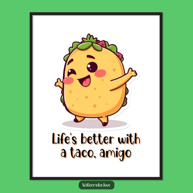 Funny Free Printable Wall Art: Taco Dance Party - Downloadable Quirky Art Gift