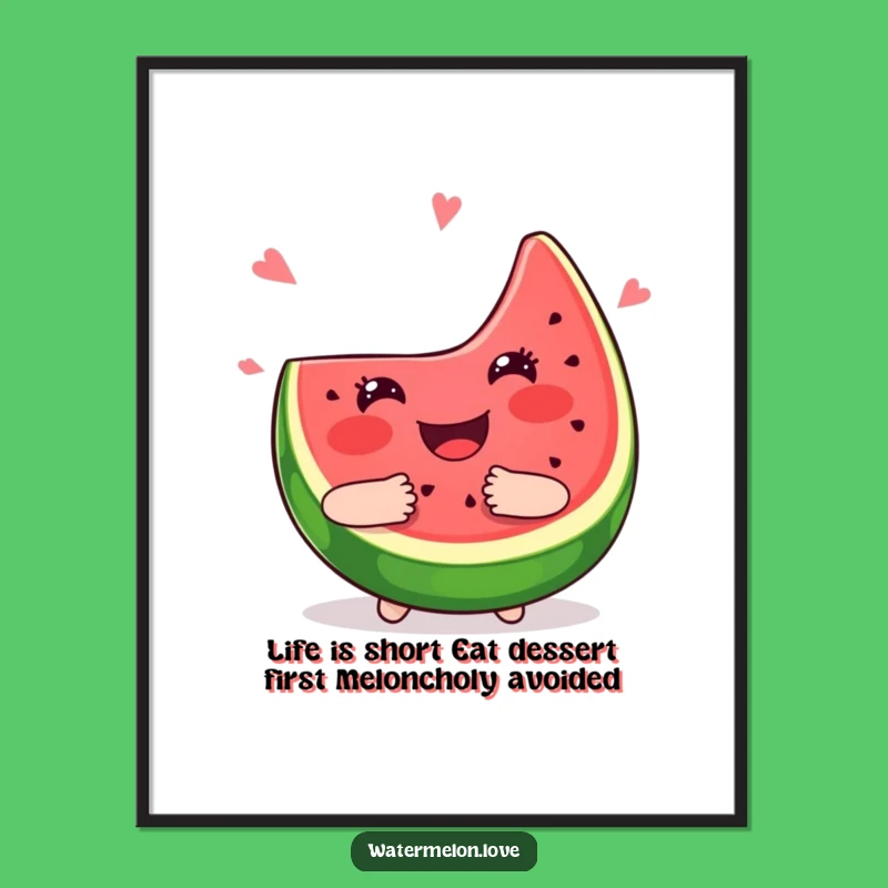 Funny Free Printable Wall Art: Kawaii Watermelon Hug - Humorous Downloadable Home Decor