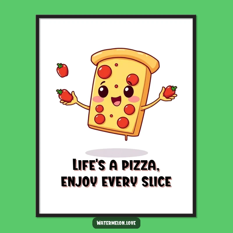 Funny Free Printable Wall Art: Pizza Juggling Show - Downloadable Quirky Art Gift