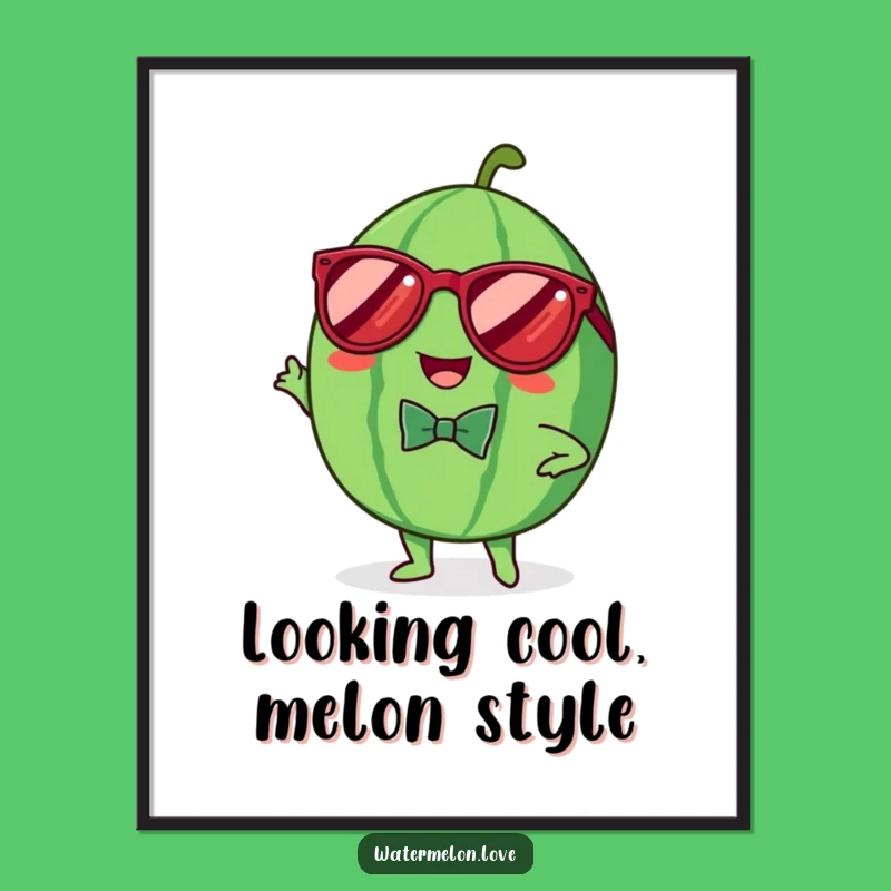 Funny Free Printable Wall Art: Dapper Watermelon Pose Decor Downloadable