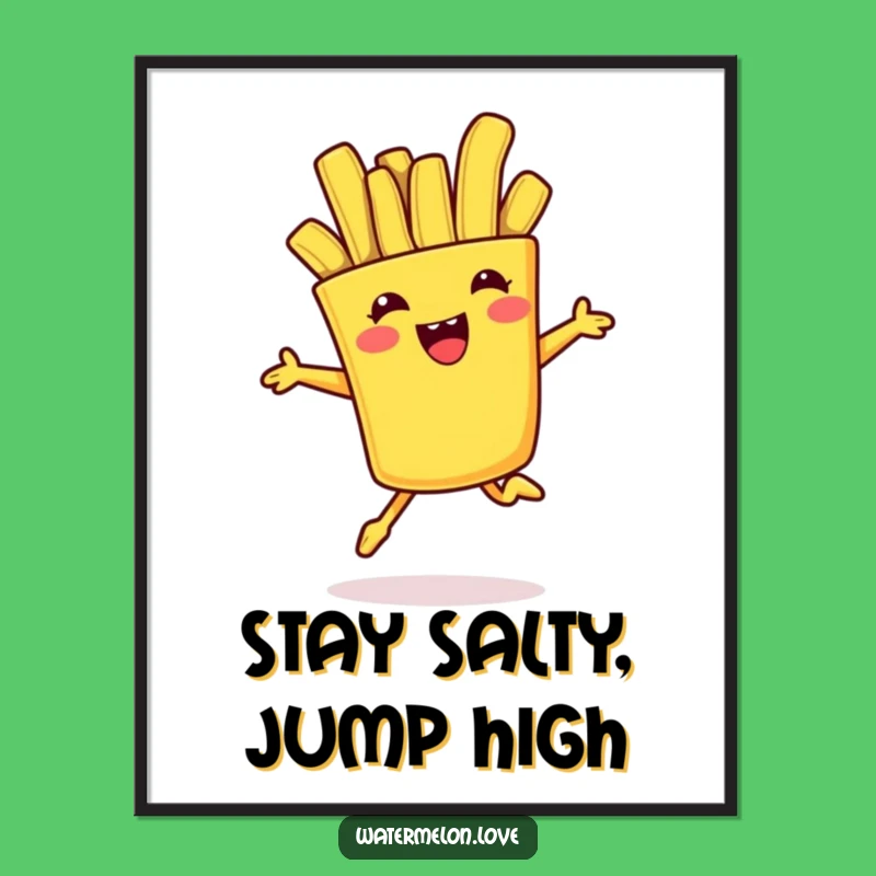 Free Printable Wall Art: Jumping French Fry Cartoon Downloadable Art