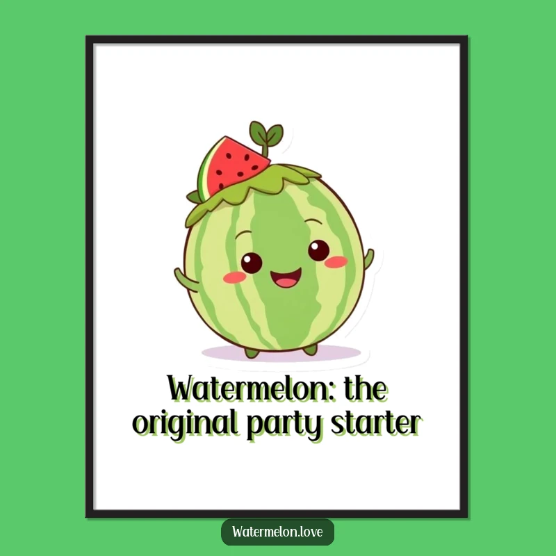 Funny Free Printable Wall Art: Shimmying Kawaii Watermelon - Downloadable Groovy Decor!