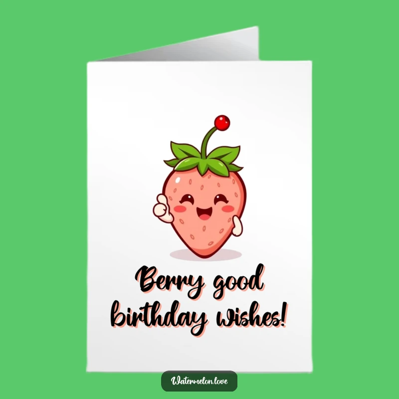 Free Printable Happy Strawberry Card: Fun Fruit Birthday Downloadable Gift