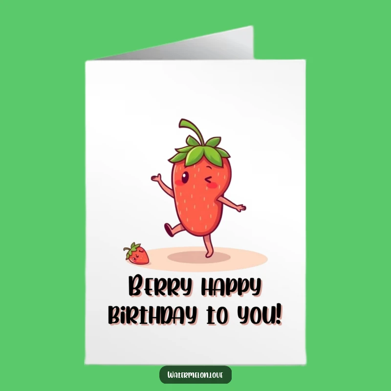 Free Printable Birthday Card: Strawberry Cartwheel Fun - Downloadable Hilarious Gift
